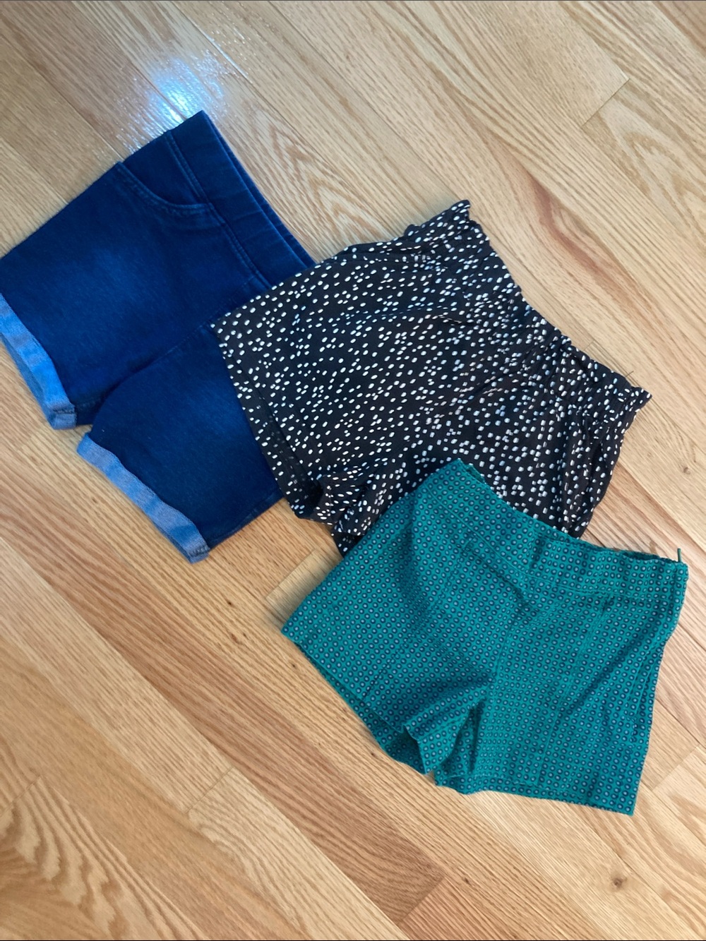 Janie and Jack Three-Pack Shorts – Dark Blue Denim, Black Dot & Teal